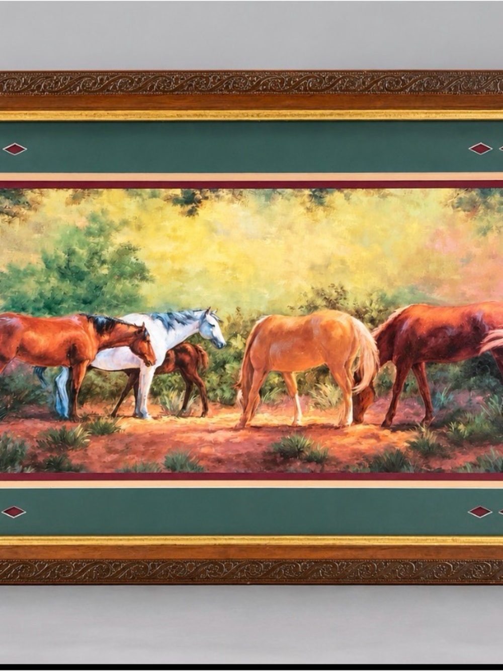 “Pasture Graze” by J. Mize – Framed Western Horse Art Print